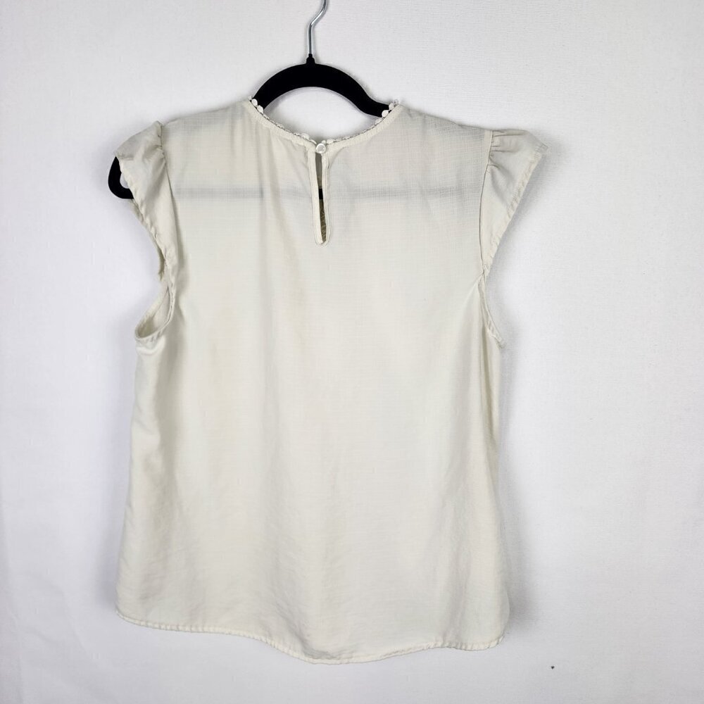 Monteau Embroidered Lace Cap Sleeve Blouse SIZE LARGE - Picture 4 of 6